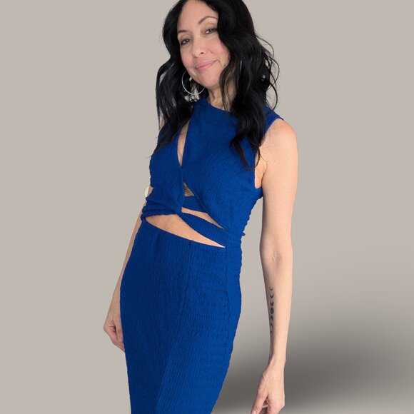 Royal Blue Cut Out Twist Front Bodydon Maxi Dress - Large - Picture 2 of 10